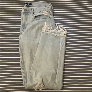 Calvin Klein Jeans Light Blue Distressed Cropped Jeans